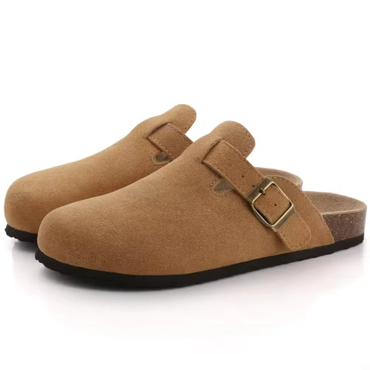Mule Sabot en Daim Avec Semelle Anatomique en Liège